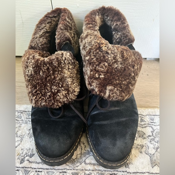 Sorel Fold Over Fur Lace Up Boots 10 - Picture 2 of 8